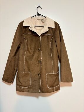 L.L. BEAN SUEDE SHERPA JACKET WOMENS SIZE L